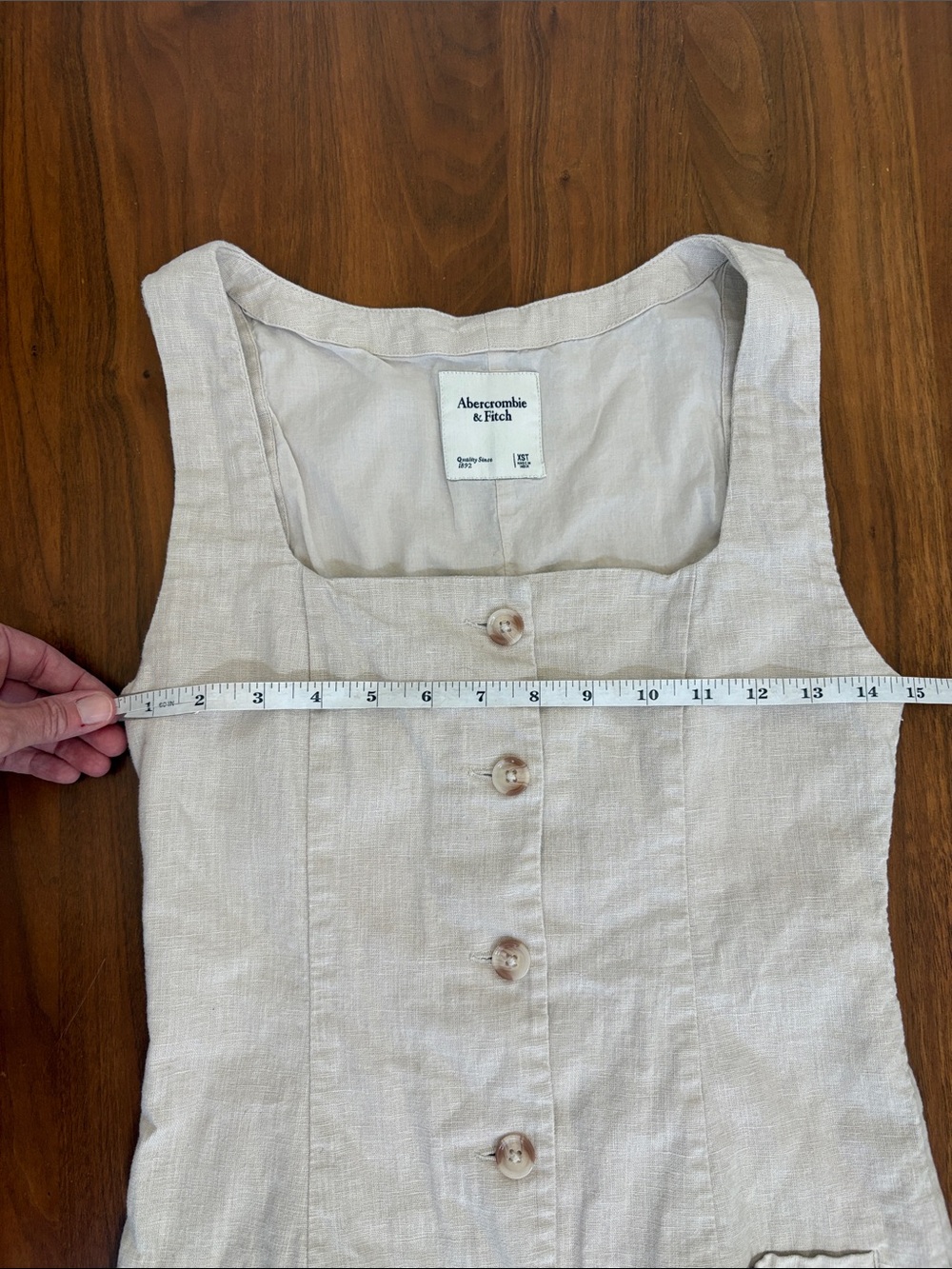 Abercrombie & Fitch The A&F Mara Squareneck Linen-Blend Vest Mini Dress XS Tall - Picture 8 of 8